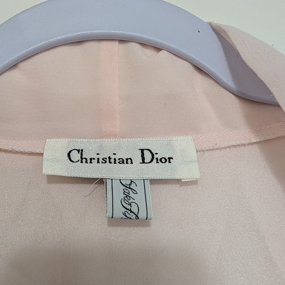Christian Dior Vintage Luxury Classic Flowy Satin Lace Elegant Pink Women's Robe - Picture 3 of 7